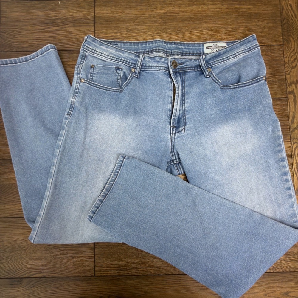 Buffalo David Bitton Axel Slim Stretch Light Wash Blue Jeans 36x32 Mens 1342536